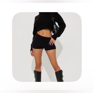 Fashion Nova High Waist Black Knit Micro Shorts